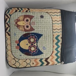 Owl Patterned Crossbody Bag - Black and Cream